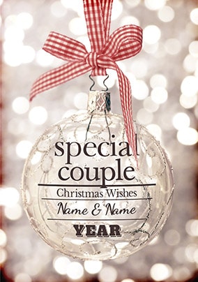 Glitter Baubles Christmas Card - Christmas Couple