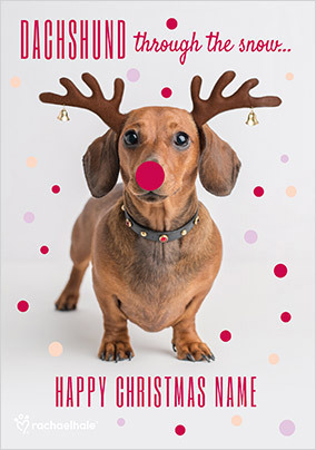 Dachshund Christmas Card - Through the Snow