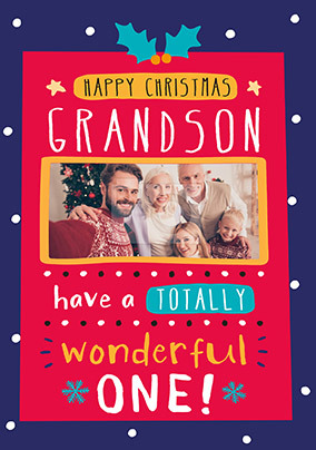 Happy Christmas Grandson Photo Card