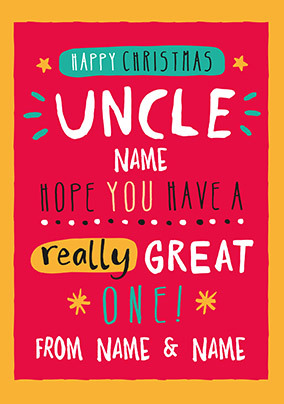 Happy Christmas Uncle Personalised Card