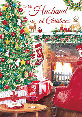 Husband at Christmas Traditional Personalised Card