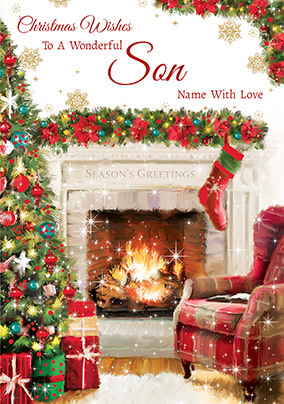 Wonderful Son Traditional Personalised Christmas Card