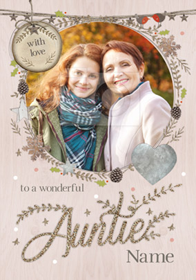 Auntie Photo Upload Christmas Card With Love - Winter Wonderland