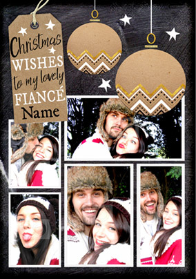 Fiancé Photo Upload Christmas Card Multi - Black & Gold