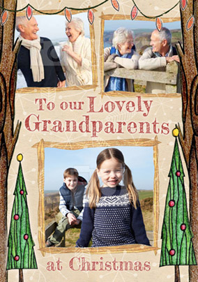 Grandparents Photo Upload Christmas Card Multi - Enchanted Forest