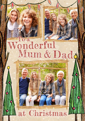 Mum & Dad Photo Upload Christmas Card Multi - Enchanted Forest