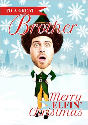 Brother Elf Spoof Photo Christmas Card