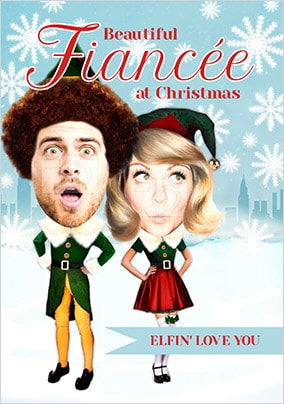 Fiancee Elf Spoof Photo Christmas Card
