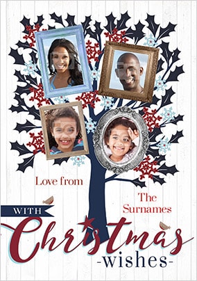 Family Of 4 Multi Photo Christmas Card