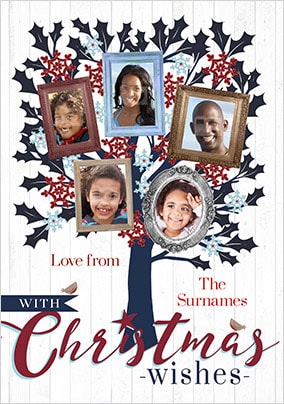 Family Of 5 Multi Photo Christmas Card