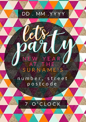 Let's Party Personalised New Years Invite