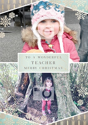 Wonderful Teacher Multi Photo Christmas Card