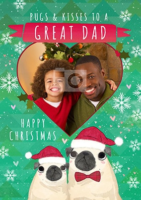ZDISC 02/03 PETA FLAT FACE DOGS ISSUE - Pugs & Kisses Dad Photo Christmas Card