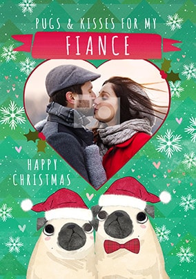 ZDISC 02/03 PETA FLAT FACE DOGS ISSUE - Pugs & Kisses Fiance Photo Christmas Card