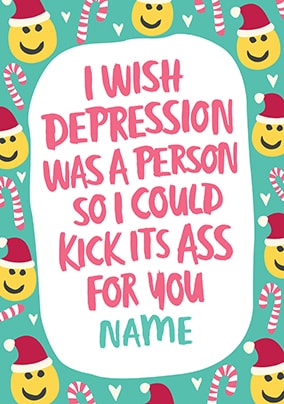 Kick Depression Personalised Christmas Card