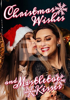 Christmas Wishes Mistletoe Kisses Photo Card