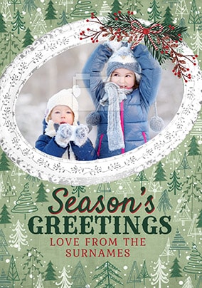 Season's Greetings From The Family Photo Card