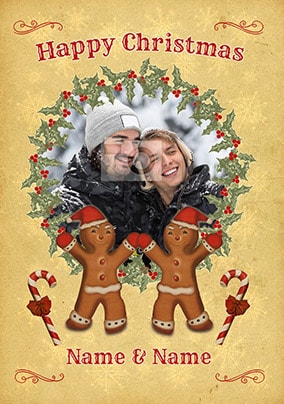 Happy Christmas Gingerbread Men Photo Card