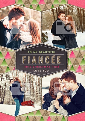Beautiful Fiancée Multi Photo Christmas Card