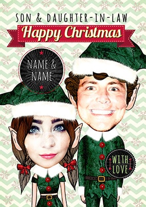 Son & Daughter-In-Law Elf Photo Christmas Card