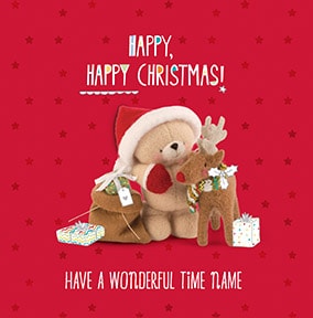 Happy Christmas Wonderful Time Personalised Card