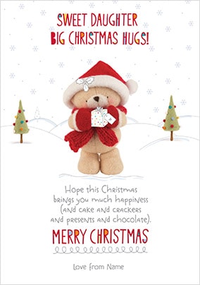 Daughter Christmas Hugs Personalised Card