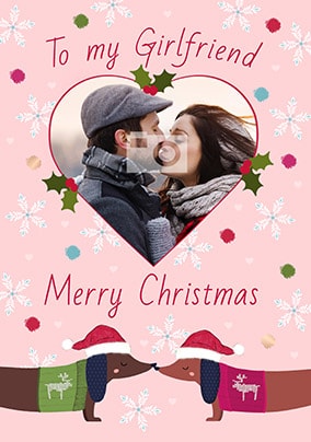 Girlfriend Love You Sausage Photo Christmas Card 