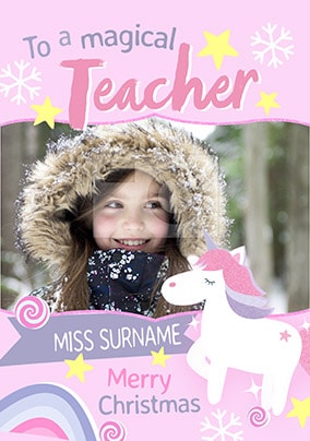 Magical Teacher Photo Christmas Card