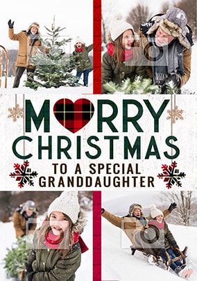 Merry Christmas Wonderful Granddaughter Multi Photo Card