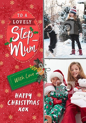 Lovely Step-Mum Happy Christmas Photo Card