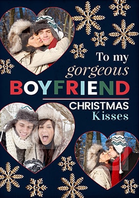 Gorgeous Boyfriend Christmas Kisses Photo Card