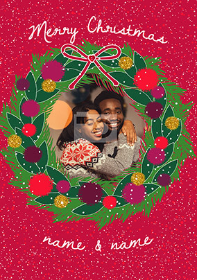 Special couple Christmas Wreath photo Card