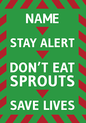 Don't eat Sprouts personalised Christmas Card