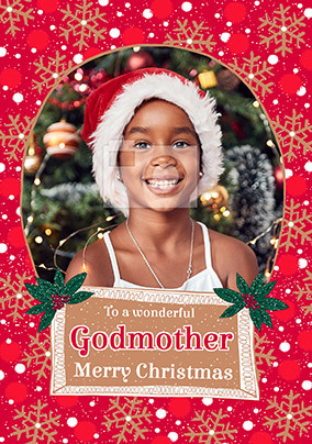 Wonderful Godmother at Christmas Photo Card