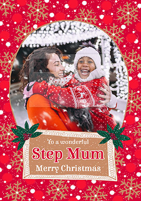 Step Mum traditional photo Christmas Card
