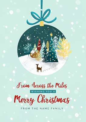 Across The Miles Bauble Personalised Christmas Card