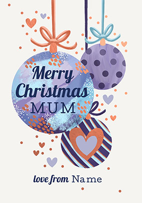 Merry Christmas Mum Bauble Personalised Card