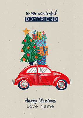 Presents on car personalised  Christmas card