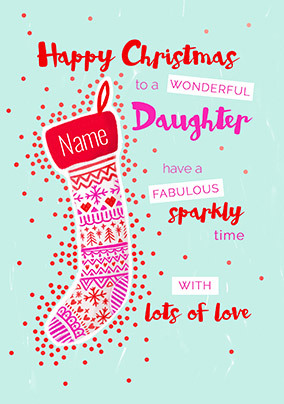 Daughter Christmas Stocking Personalised Card
