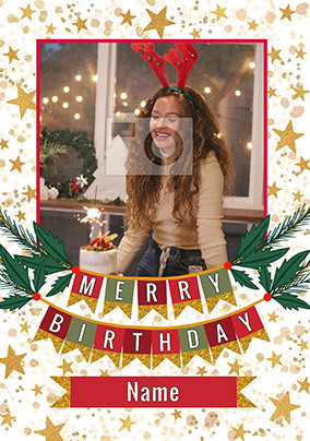 Merry Birthday Photo Card