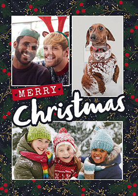 Merry Christmas Berries Photo Card