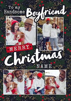 Handsome Boyfriend Merry Christmas Photo Card