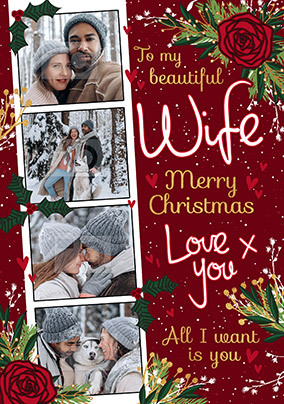 Wonderful Wife at Christmas Roses Photo Card