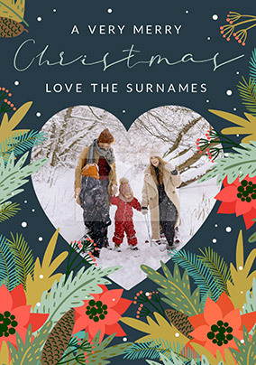 A Very Merry Christmas Poinsettia Photo Card