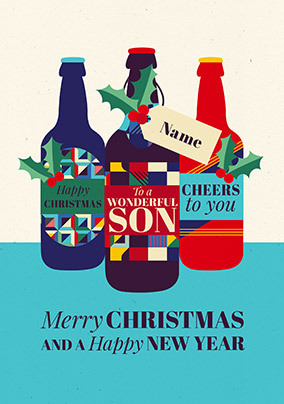 Wonderful Son Christmas Beers Personalised Card
