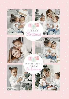 Merry Christmas Pink Photo Card
