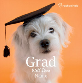 Cute Dog personalised Well Done Graduation card
