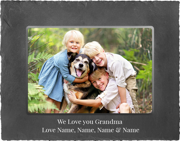 We Love You Grandma Personalised Slate Photo Frame - Landscape