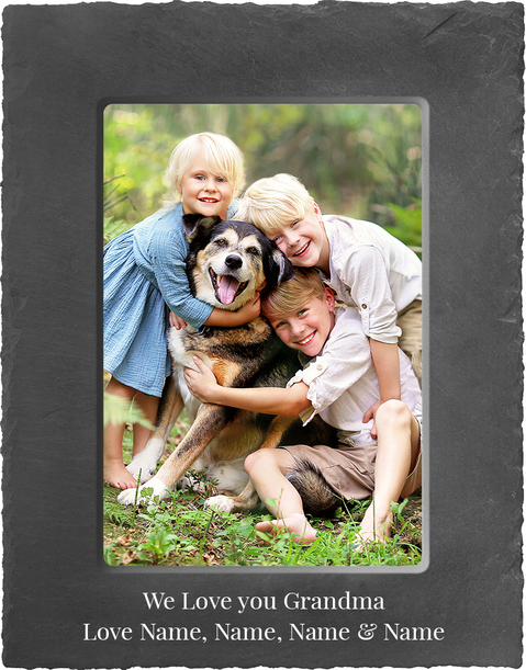 We Love You Grandma Personalised Slate Photo Frame - Portrait