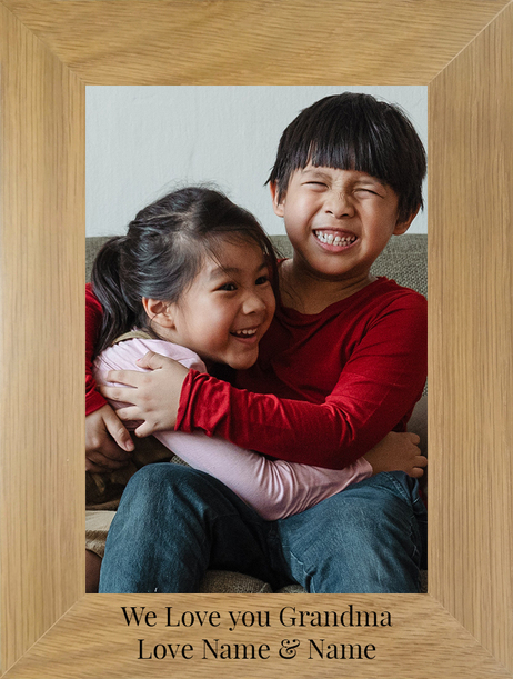 We Love You Grandma Personalised Wooden Photo Frame - Portrait
